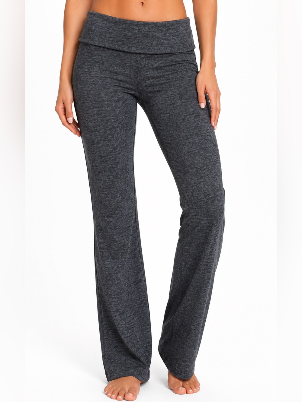 Bobbie Brooks Women’s Heather Gray Fold Over Waist Yoga Pants Size Large NWT
